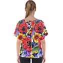 Flower Pattern V-Neck Dolman Drape Top View2