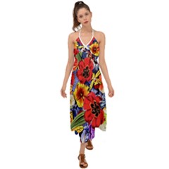 Flower Pattern Halter Tie Back Dress  by CoshaArt