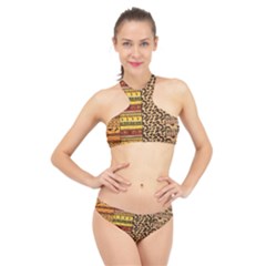 Abbey Abstract Safari Safari Safari Pop Tropical Girls 2 With Texture High Neck Bikini Set by MickiRedd