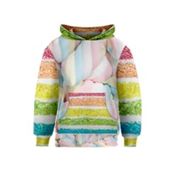 Rainbow-cake-layers Marshmallow-candy-texture Kids  Pullover Hoodie by jellybeansanddinosaurs