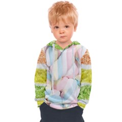 Rainbow-cake-layers Marshmallow-candy-texture Kids  Overhead Hoodie by jellybeansanddinosaurs