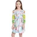 Rainbow-cake-layers Marshmallow-candy-texture Kids  Quarter Sleeve Skater Dress View1