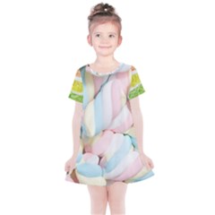 Rainbow-cake-layers Marshmallow-candy-texture Kids  Simple Cotton Dress by jellybeansanddinosaurs