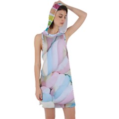 Rainbow-cake-layers Marshmallow-candy-texture Racer Back Hoodie Dress by jellybeansanddinosaurs