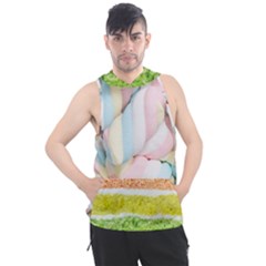 Rainbow-cake-layers Marshmallow-candy-texture Men s Sleeveless Hoodie by jellybeansanddinosaurs