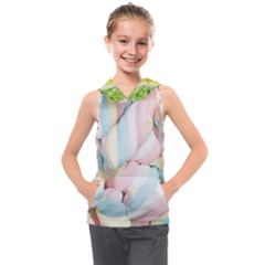 Rainbow-cake-layers Marshmallow-candy-texture Kids  Sleeveless Hoodie by jellybeansanddinosaurs