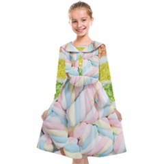 Rainbow-cake-layers Marshmallow-candy-texture Kids  Midi Sailor Dress by jellybeansanddinosaurs