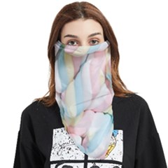 Rainbow-cake-layers Marshmallow-candy-texture Face Covering Bandana (triangle) by jellybeansanddinosaurs