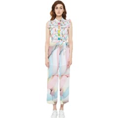 Rainbow-cake-layers Marshmallow-candy-texture Women s Frill Top Chiffon Jumpsuit by jellybeansanddinosaurs