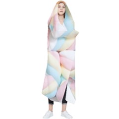 Rainbow-cake-layers Marshmallow-candy-texture Wearable Blanket by jellybeansanddinosaurs