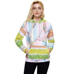 Rainbow-cake-layers Marshmallow-candy-texture Women s Lightweight Drawstring Hoodie by jellybeansanddinosaurs