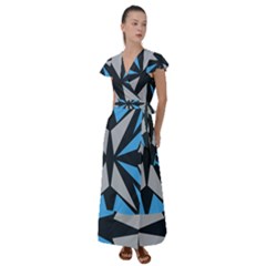 Abstract Pattern Geometric Backgrounds   Flutter Sleeve Maxi Dress by Eskimos