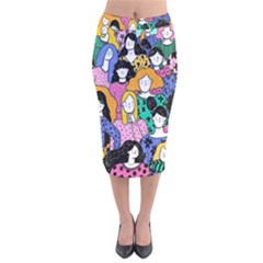 Women Velvet Midi Pencil Skirt by Sparkle