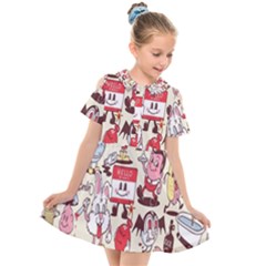 Retro Food Kids  Short Sleeve Shirt Dress by Sparkle