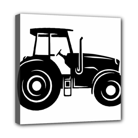 Black-farm-tractor-cut Mini Canvas 8  X 8  (stretched) by DinzDas