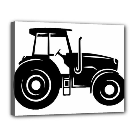 Black-farm-tractor-cut Canvas 14  X 11  (stretched) by DinzDas