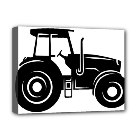 Black-farm-tractor-cut Deluxe Canvas 16  X 12  (stretched)  by DinzDas