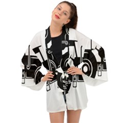 Black-farm-tractor-cut Long Sleeve Kimono by DinzDas