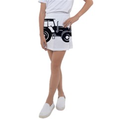 Black-farm-tractor-cut Kids  Tennis Skirt by DinzDas