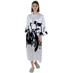 Black-farm-tractor-cut Maxi Satin Kimono by DinzDas