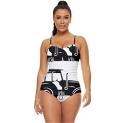 Black-farm-tractor-cut Retro Full Coverage Swimsuit by DinzDas