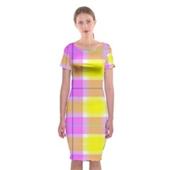 Pink Tartan-8 Classic Short Sleeve Midi Dress by tartantotartanspink