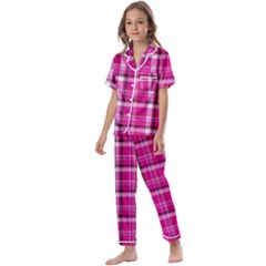 Pink Tartan-9 Kids  Satin Short Sleeve Pajamas Set by tartantotartanspink