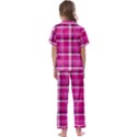 Pink Tartan-9 Kids  Satin Short Sleeve Pajamas Set View2