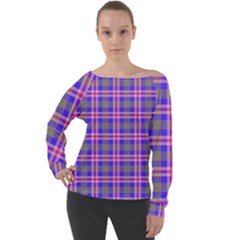 Tartan Purple Off Shoulder Long Sleeve Velour Top by tartantotartanspink