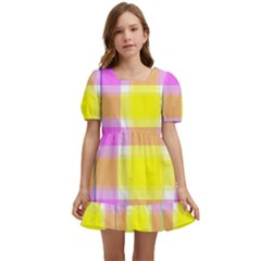 Pink Tartan-8 Kids  Short Sleeve Dolly Dress by tartantotartanspink2