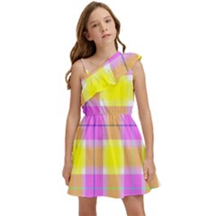 Pink Tartan-8 Kids  One Shoulder Party Dress by tartantotartanspink2