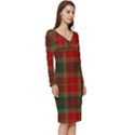 78th  Fraser Highlanders Tartan Long Sleeve V-Neck Bodycon Dress  View3