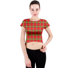 Tartan And Plaid 3 Crew Neck Crop Top by tartantotartansreddesign