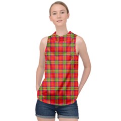 Tartan And Plaid 3 High Neck Satin Top by tartantotartansreddesign