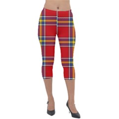 Tartan Pattern 40 Lightweight Velour Capri Leggings  by tartantotartansreddesign