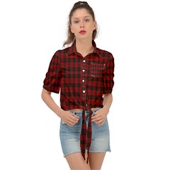 Tartan Red Tie Front Shirt  by tartantotartansallreddesigns