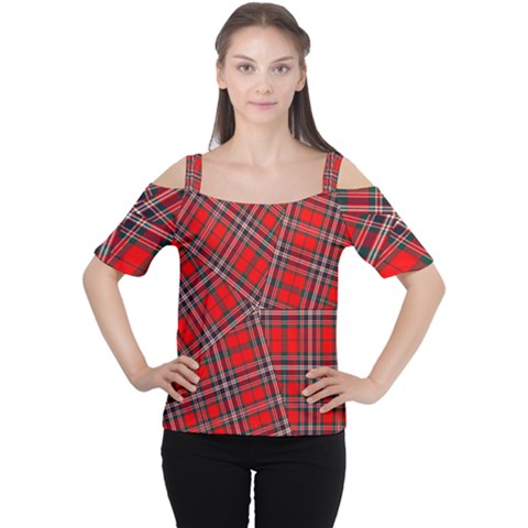 Macfarlane Modern Heavy Tartan Cutout Shoulder Tee by tartantotartansallreddesigns