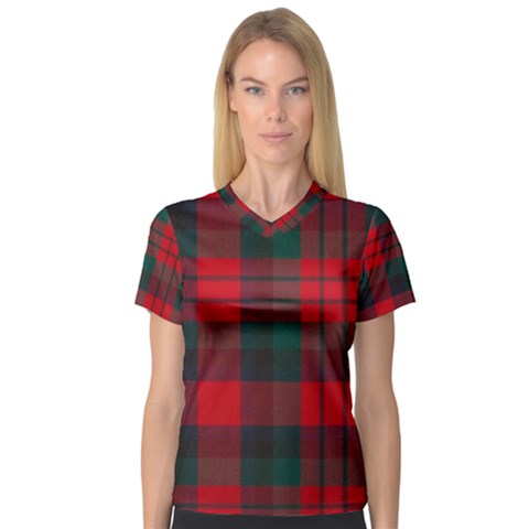 Macduff Modern Tartan V-neck Sport Mesh Tee by tartantotartansallreddesigns