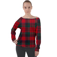 Macduff Modern Tartan Off Shoulder Long Sleeve Velour Top by tartantotartansallreddesigns