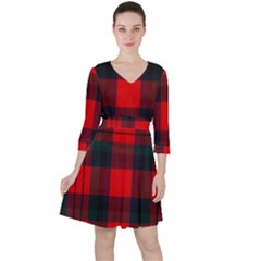 Macduff Modern Tartan 2 Quarter Sleeve Ruffle Waist Dress by tartantotartansallreddesigns