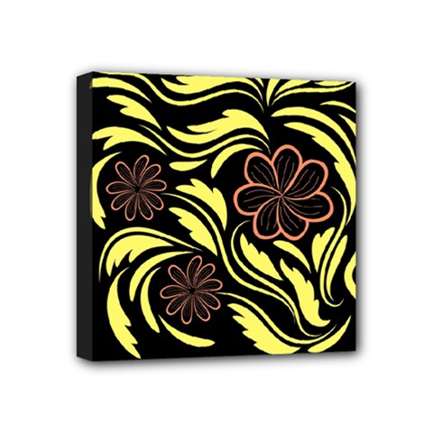 Folk Flowers Floral Art Print Flowers Abstract Art  Mini Canvas 4  X 4  (stretched) by Eskimos