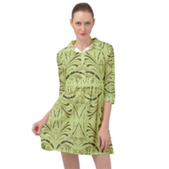 Floral Folk Damask Pattern Fantasy Flowers  Mini Skater Shirt Dress by Eskimos