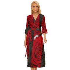 Roses Rouge Fleurs Midsummer Wrap Dress by kcreatif