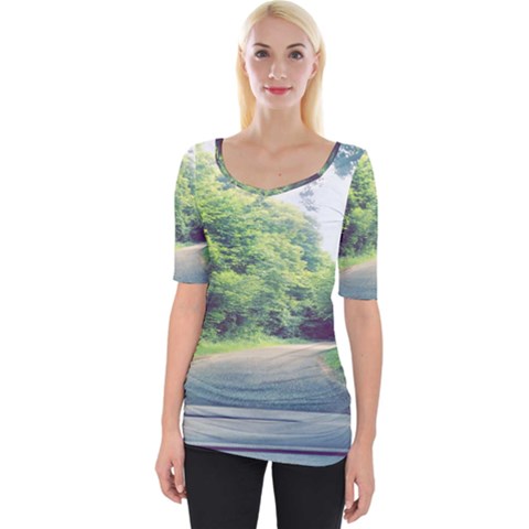 Photo Vue Sur Forêt  Wide Neckline Tee by kcreatif