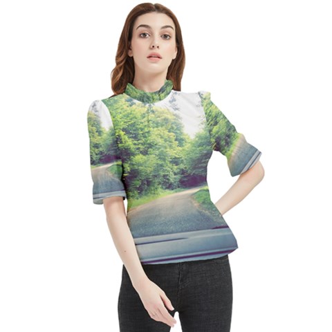 Photo Vue Sur Forêt  Frill Neck Blouse by kcreatif