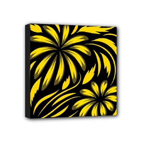 Folk Flowers Floral Art Print Flowers Abstract Art  Mini Canvas 4  X 4  (stretched) by Eskimos