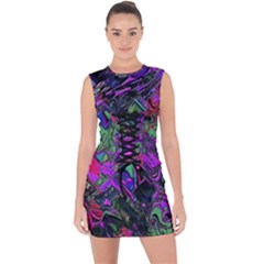 Neon Aquarium Lace Up Front Bodycon Dress by MRNStudios