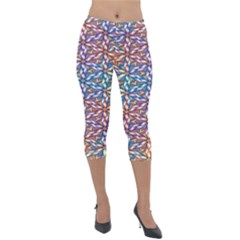 Colorful Flowers Lightweight Velour Capri Leggings  by Sparkle