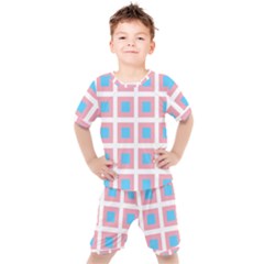 Trans Flag Squared Plaid Kids  Tee And Shorts Set by WetdryvacsLair