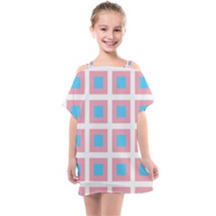 Trans Flag Squared Plaid Kids  One Piece Chiffon Dress by WetdryvacsLair